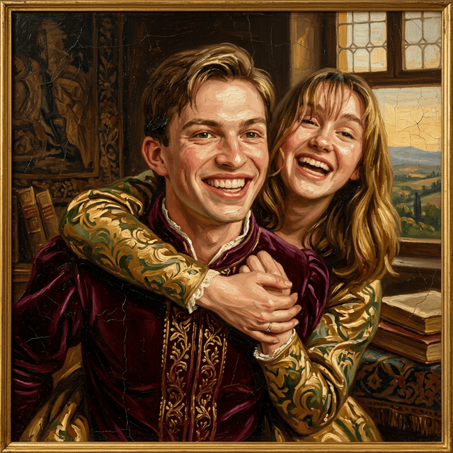 Generated oil painting couple photo